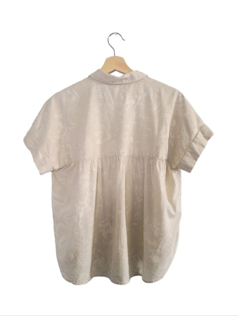 DENVER HAYES Cotton Blend Neutral Beige Size S Lightweight Blouse - Picture 2 of 10